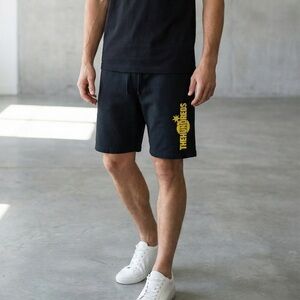 The Hundreds Black and Yellow Athletic Sweatpant Shorts Size Large